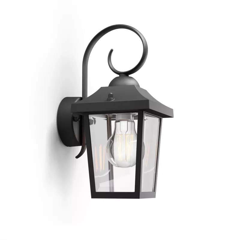 Outdoor Wall Light Philips myGarden Buzzard 60W E27 Black Aluminium (no bulb)