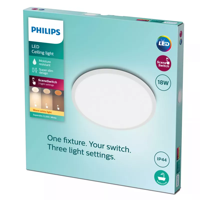 Ceiling light Philips Functional Super Slim 18 W LED, round, white, non-changeable bulb, 220–240 V