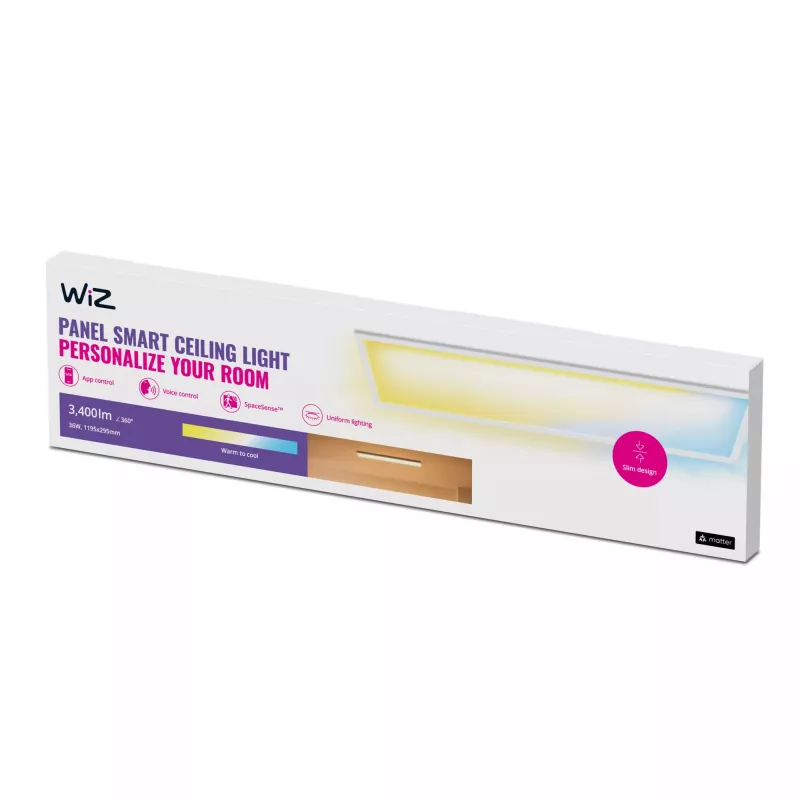 Ceiling LED Panel Signify WiZ Panel Ceiling 36 W Rectangular — 36 W, Wi‑Fi/Bluetooth, 220–240 V, White
