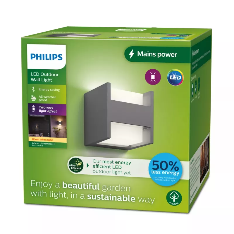 Outdoor Wall Light Signify Philips Arbour Wall Light 3.8W LED Anthracite