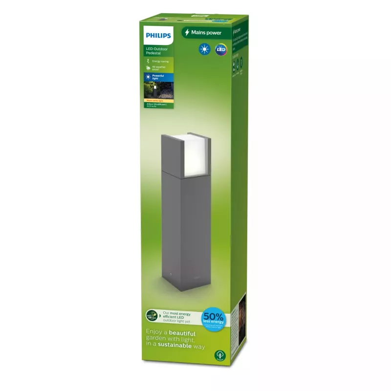 Outdoor Pedestal/Pathway Light Philips Arbour 3.8W LED Anthracite, 220–240V, Metal Housing
