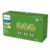 LED bulb Philips Classic 60W equivalent, E27 clear warm white, 3-pack, energy class A