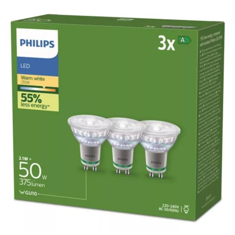 Philips 929003634693 LED bulb Warm white 2700 K 2.1 W GU10 A