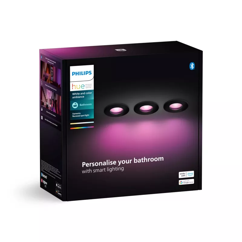 Philips Hue White and colour ambience Three-pack Xamento recessed spotlight