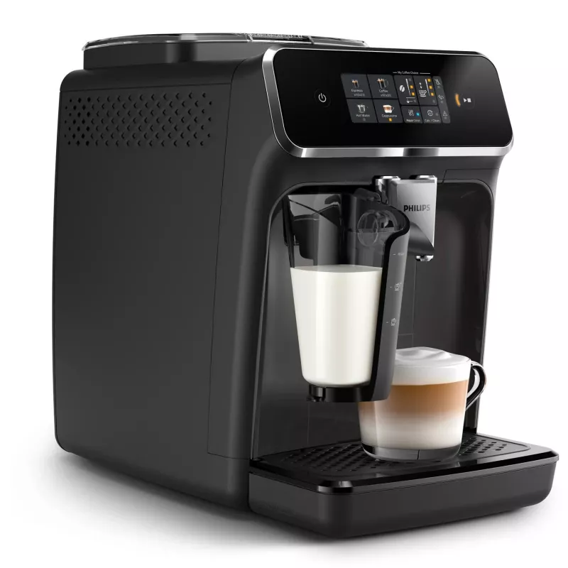 Espresso machine Philips EP2334/10 – fully automatic countertop, built-in ceramic grinder, milk tank, AquaClean filter, touchscreen, black