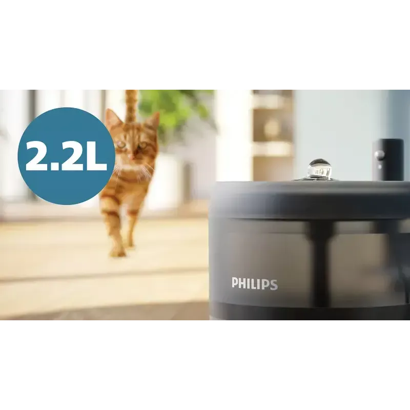 Automatic Pet Water Fountain Philips 3000 Series PAW3210/02, 2.2 L, USB/AC, Black, Plastic