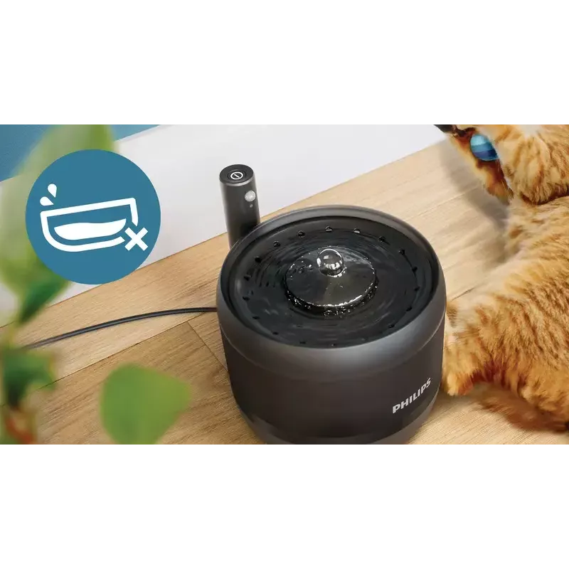Automatic Pet Water Fountain Philips 3000 Series PAW3210/02, 2.2 L, USB/AC, Black, Plastic