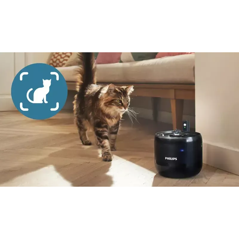Automatic Pet Water Fountain Philips 3000 Series PAW3210/02, 2.2 L, USB/AC, Black, Plastic