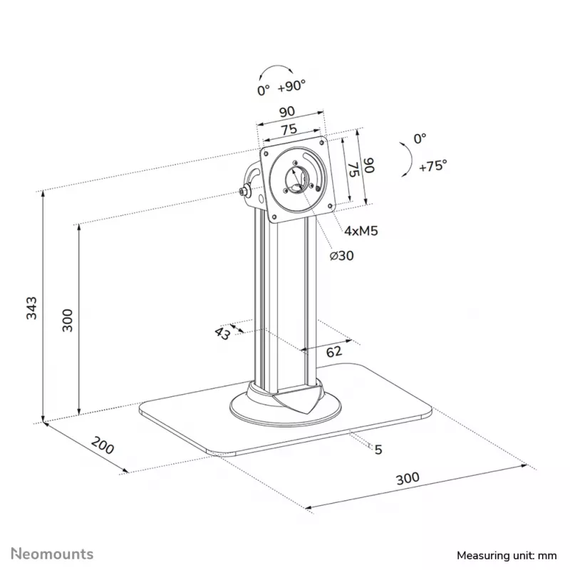 Tablet desk stand Neomounts DS15-631BL1 — universal lockable holder, supports up to 3 kg, black