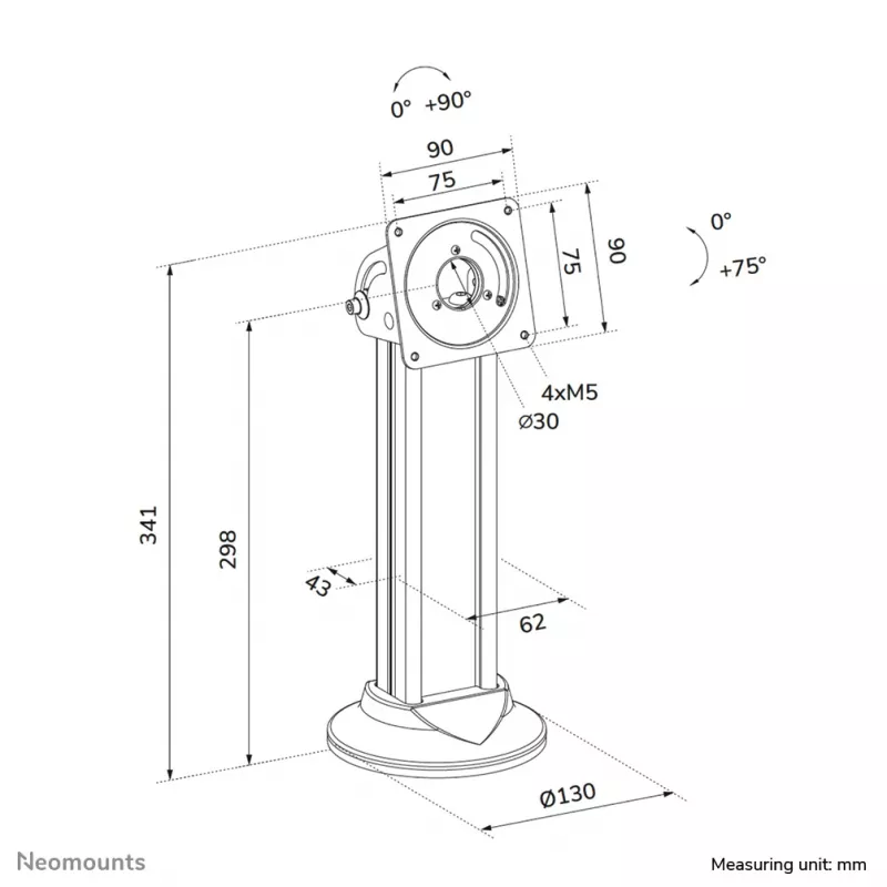 Tablet desk stand Neomounts DS15-632BL1 — universal lockable, supports up to 3 kg