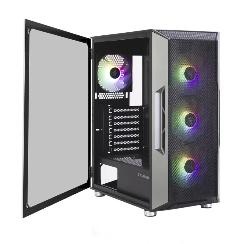 Zalman I3 Neo ATX Mid Tower PC Case Mesh front for efficient cooling Pre-installed fan 3 Midi Tower Black