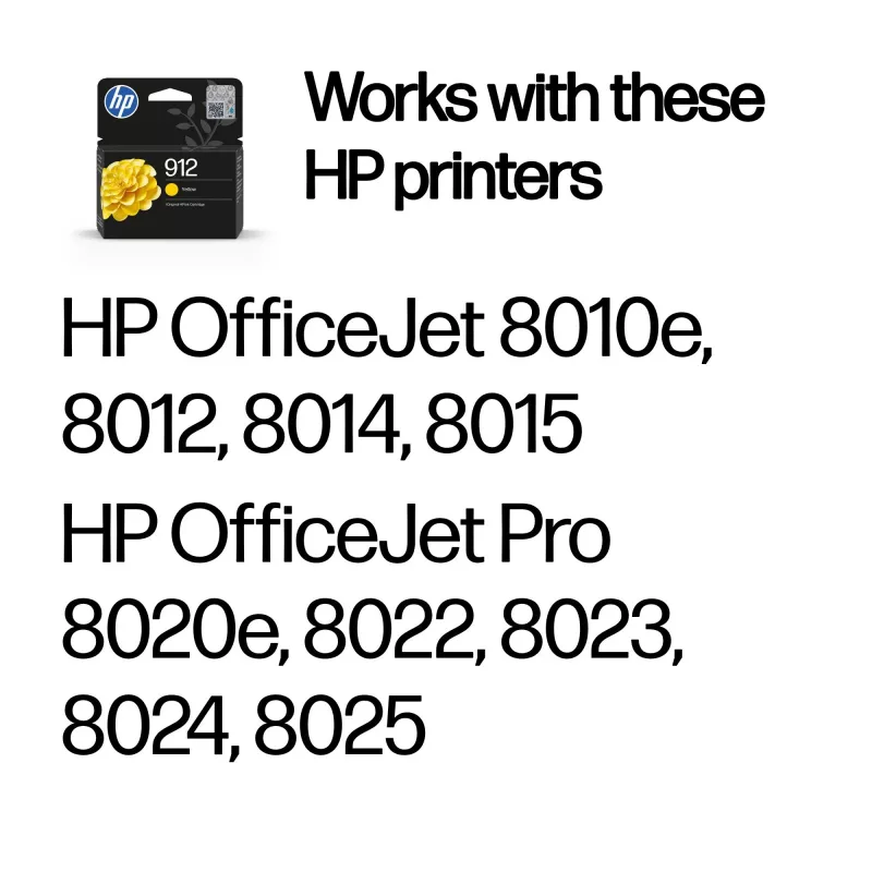 HP 912 Yellow Original Ink Cartridge, Yellow, 1 pc(s), 315 pages