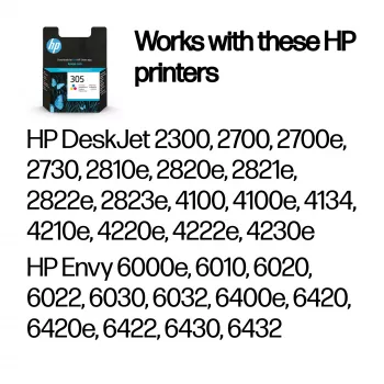 HP 305 Tri-color Original Ink Cartridge, Cyan, Magenta, Yellow, 1 pc(s), 100 pages