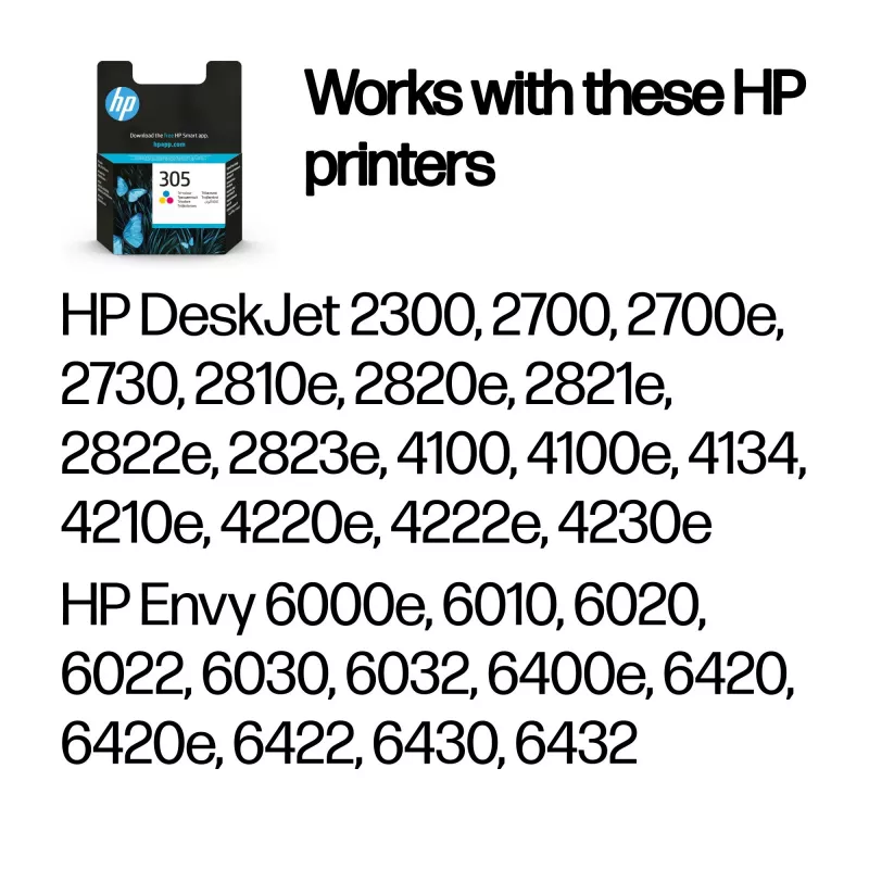 HP 305 Tri-color Original Ink Cartridge, Cyan, Magenta, Yellow, 1 pc(s), 100 pages