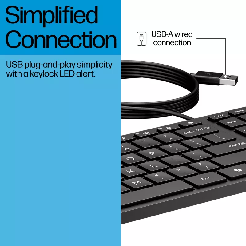Wired Keyboard HP 320K — Full-size USB, Straight layout, 1.8 m cable, Black