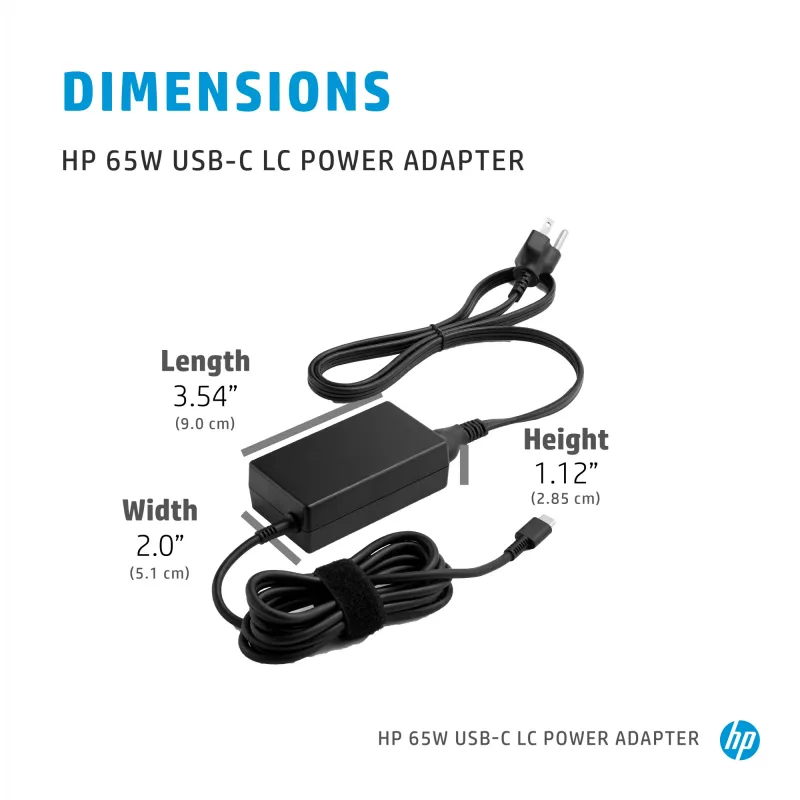 HP 65W USB-C LC Power Adapter Laptop Indoor 65W Black