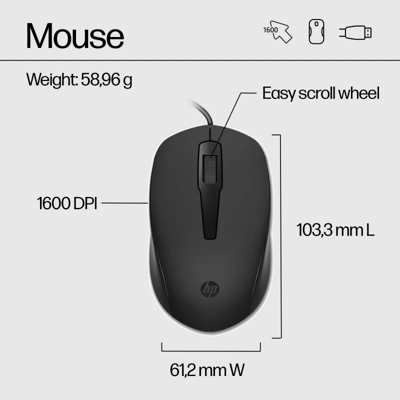Mouse HP 150 Wired Mouse and Keyboard USB