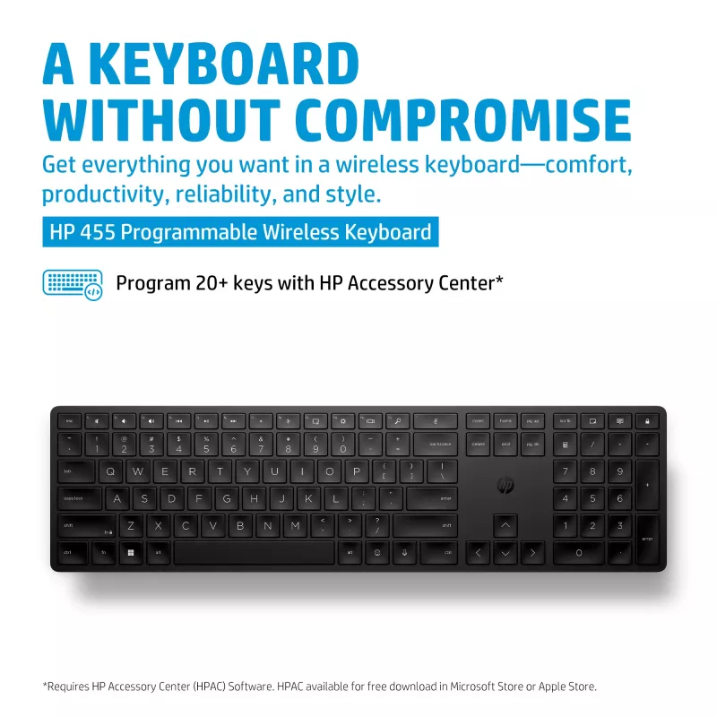 HP 455 Programmable Wireless Keyboard Full-size Black