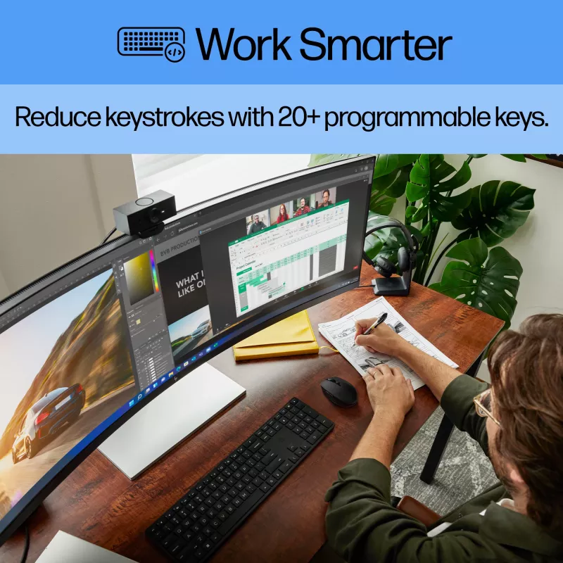HP 450 Programmable Wireless Keyboard Full-size Wired & Wireless Black