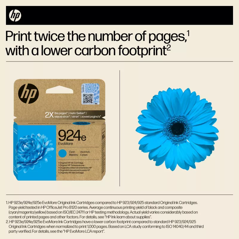 Ink cartridge HP 924e EvoMore Cyan (Original, High XL yield, 1 pc)