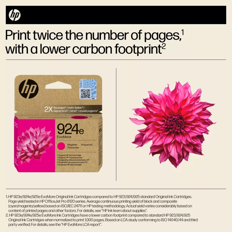 HP 924e EvoMore Magenta Original Ink Cartridge, Magenta, 1 pc(s), 800 pages