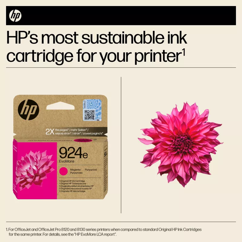 HP 924e EvoMore Magenta Original Ink Cartridge, Magenta, 1 pc(s), 800 pages