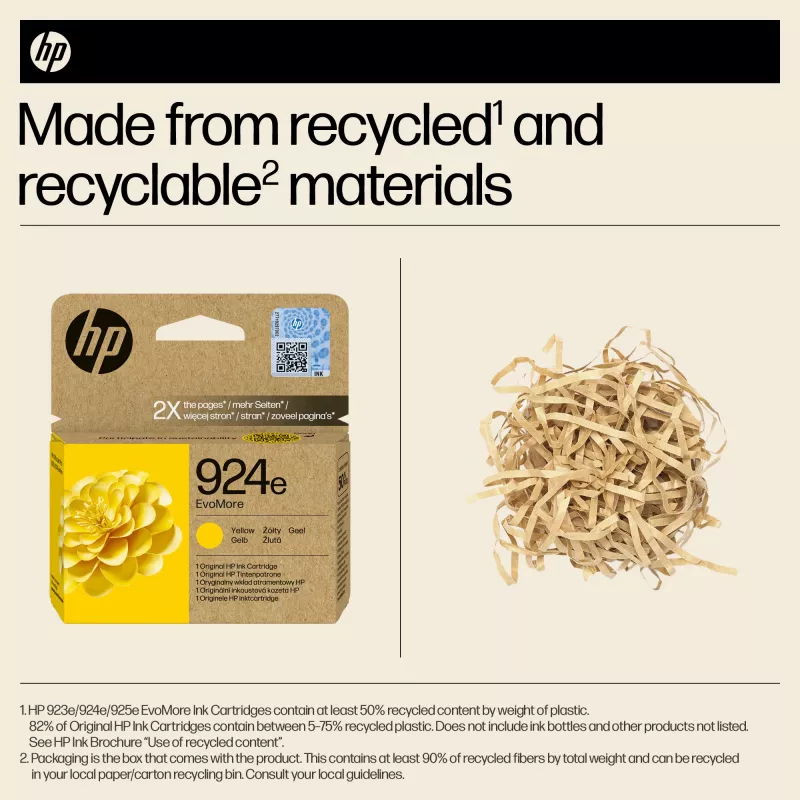 HP 924e EvoMore Yellow Original Ink Cartridge, Yellow, 1 pc(s), 800 pages
