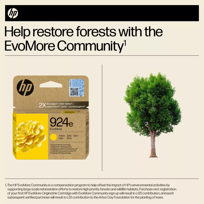 HP 924e EvoMore Yellow Original Ink Cartridge, Yellow, 1 pc(s), 800 pages