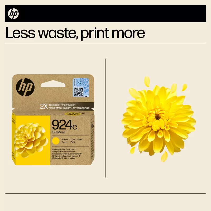 HP 924e EvoMore Yellow Original Ink Cartridge, Yellow, 1 pc(s), 800 pages