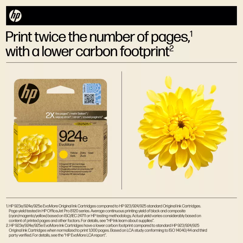 HP 924e EvoMore Yellow Original Ink Cartridge, Yellow, 1 pc(s), 800 pages