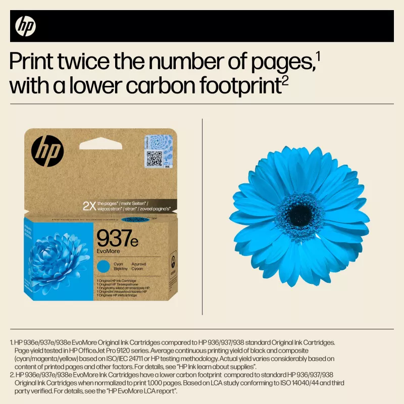 HP 937e EvoMore Cyan Original Ink Cartridge, Cyan, 1 pc(s), 1650 pages