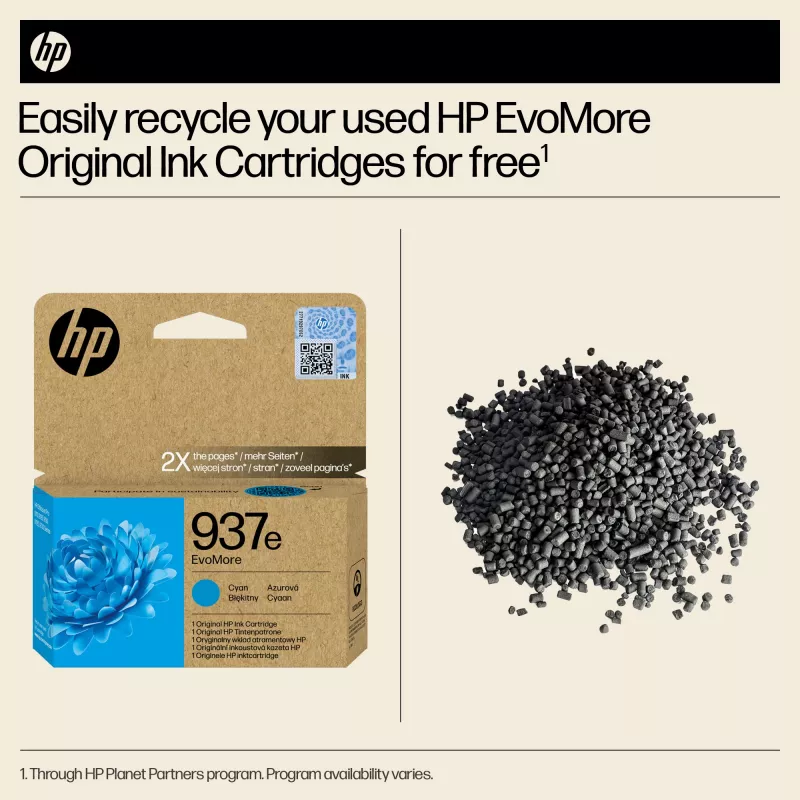 HP 937e EvoMore Cyan Original Ink Cartridge, Cyan, 1 pc(s), 1650 pages