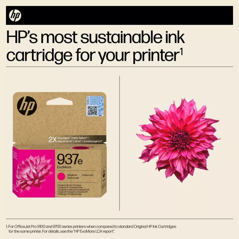 HP 937e EvoMore Magenta Original Ink Cartridge, Magenta, 1 pc(s), 1650 pages