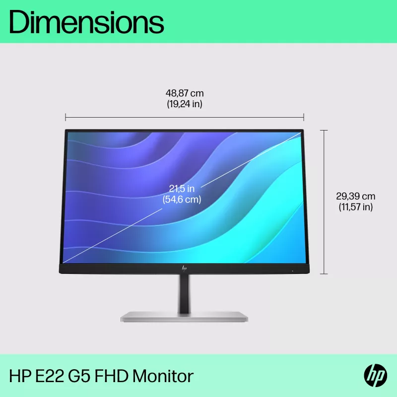 HP E-Series E22 G5 FHD Monitor, 54.6 cm (21.5 inch), Full HD, LCD, 5 ms