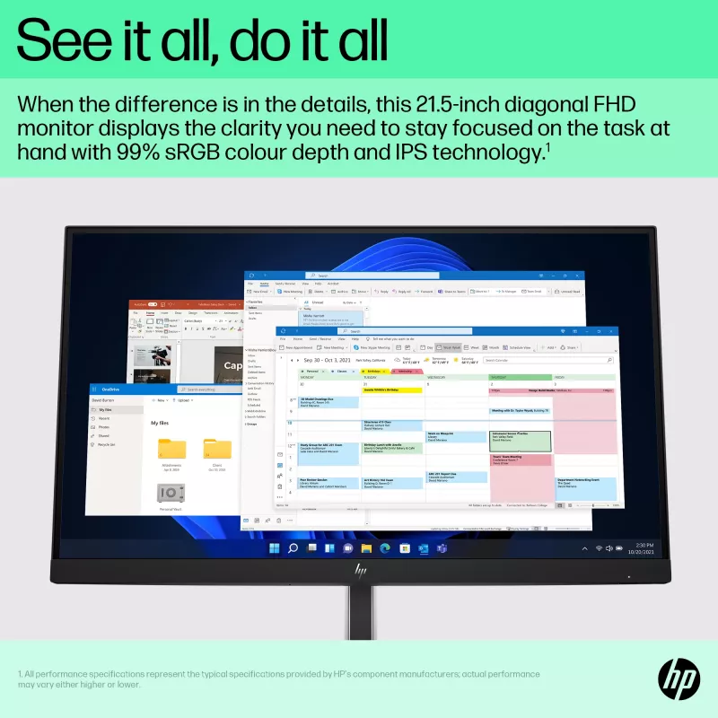 HP E-Series E22 G5 FHD Monitor, 54.6 cm (21.5 inch), Full HD, LCD, 5 ms