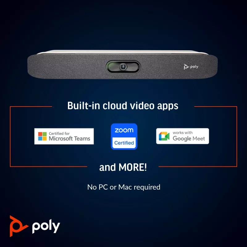 POLY Studio X30 All-In-One Video Bar 4K Ultra HD 60 fps 5x Zoom