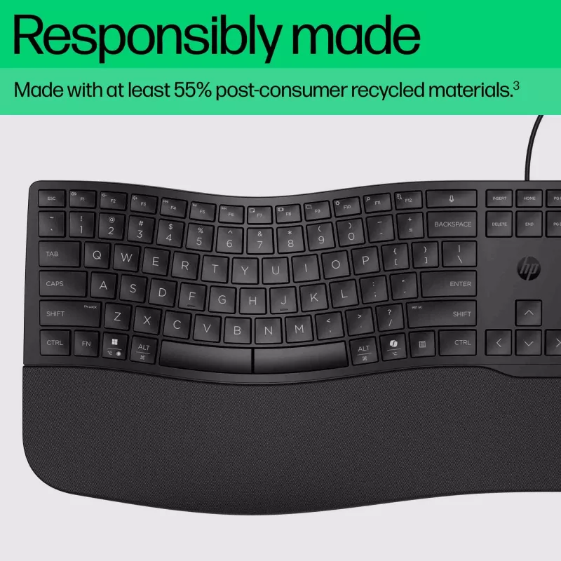 HP 480 Comfort Wired Keyboard Full-size USB Black 1.5m