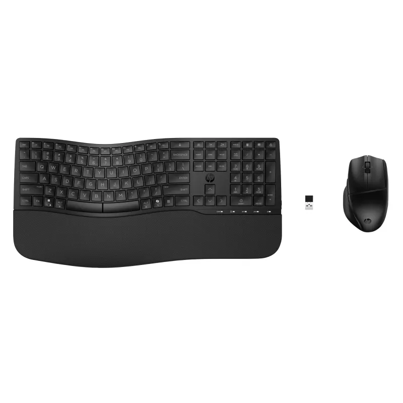 Wireless keyboard and mouse combo HP 685 Comfort — Full-size curved keyboard, RF Wireless + Bluetooth, black, with mouse