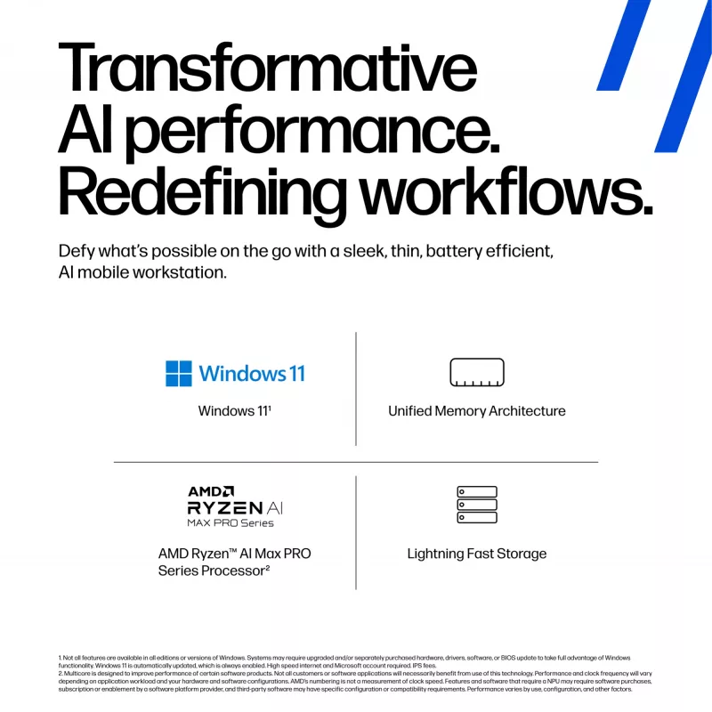 HP ZBook Ultra G1a Copilot+ PC AMD Ryzen AI Max PRO 390 35.6 cm (14 inch) Touchscreen 2.8K 64 GB LPDDR5x-SDRAM 1 TB SSD Wi-Fi 7 (802.11be) Windows 11 Pro AI Workstation, AI PC Silver