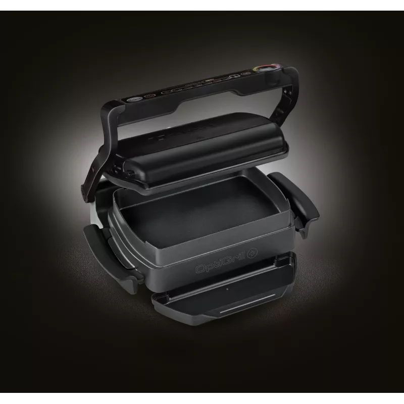 Contact Grill Tefal GC7148 — 2000W, stainless steel housing, rectangular, adjustable thermostat, grid top surface, 365×365×175 mm