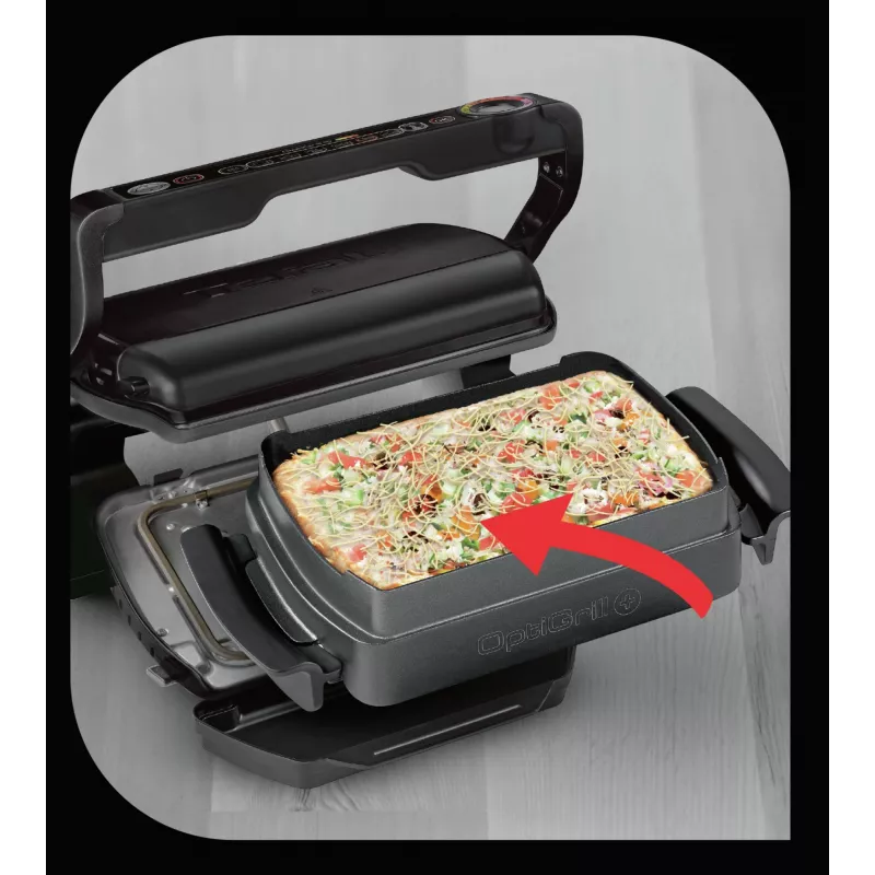 Contact Grill Tefal GC7148 — 2000W, stainless steel housing, rectangular, adjustable thermostat, grid top surface, 365×365×175 mm