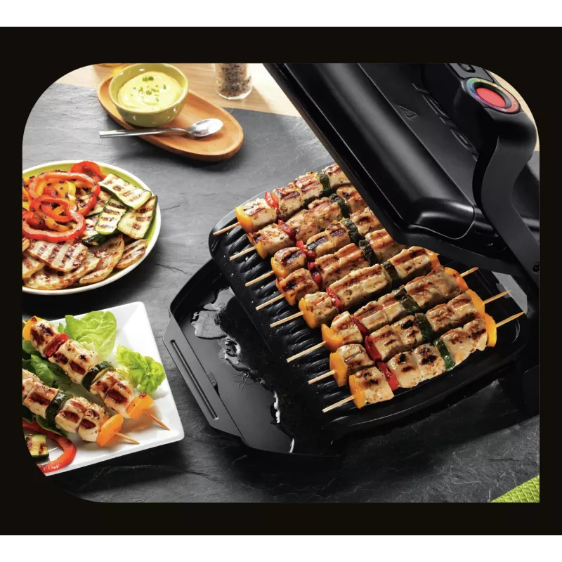 Contact Grill Tefal GC7148 — 2000W, stainless steel housing, rectangular, adjustable thermostat, grid top surface, 365×365×175 mm