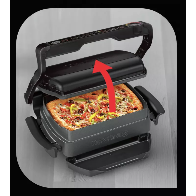Contact Grill Tefal GC7148 — 2000W, stainless steel housing, rectangular, adjustable thermostat, grid top surface, 365×365×175 mm