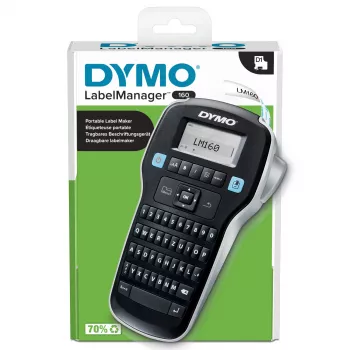 DYMO LabelManager ™ 160 QWERTZ, QWERTZ, D1, Thermal transfer, 180 x 180 DPI, 12 mm/sec, Black, Silver