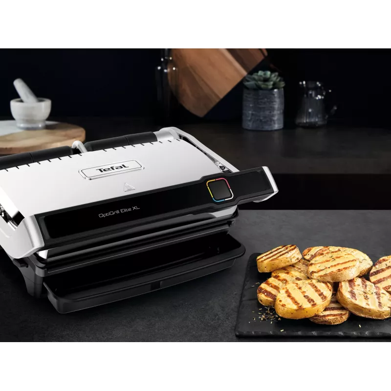 Contact grill Tefal OptiGrill Elite XL GC760D — stainless steel, 800 cm² surface, 2200 W