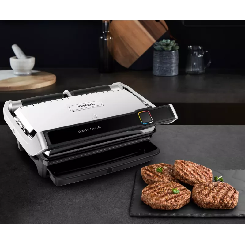 Contact grill Tefal OptiGrill Elite XL GC760D — stainless steel, 800 cm² surface, 2200 W
