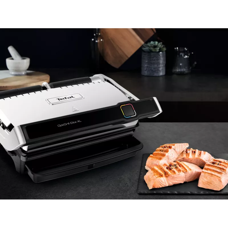 Contact grill Tefal OptiGrill Elite XL GC760D — stainless steel, 800 cm² surface, 2200 W