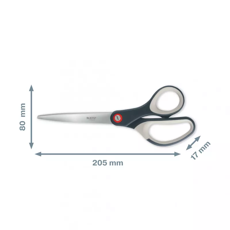 Leitz Cosy Titanium Office Scissors 205 mm, Adult, Straight cut, Single, Grey, Stainless steel, Office scissors