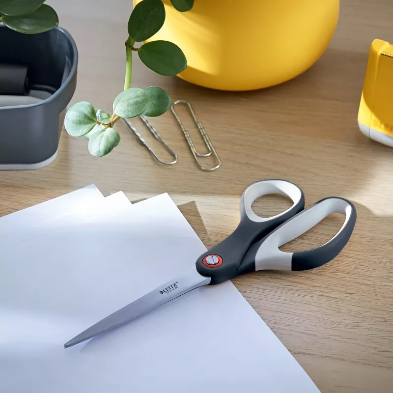 Leitz Cosy Titanium Office Scissors 205 mm, Adult, Straight cut, Single, Grey, Stainless steel, Office scissors