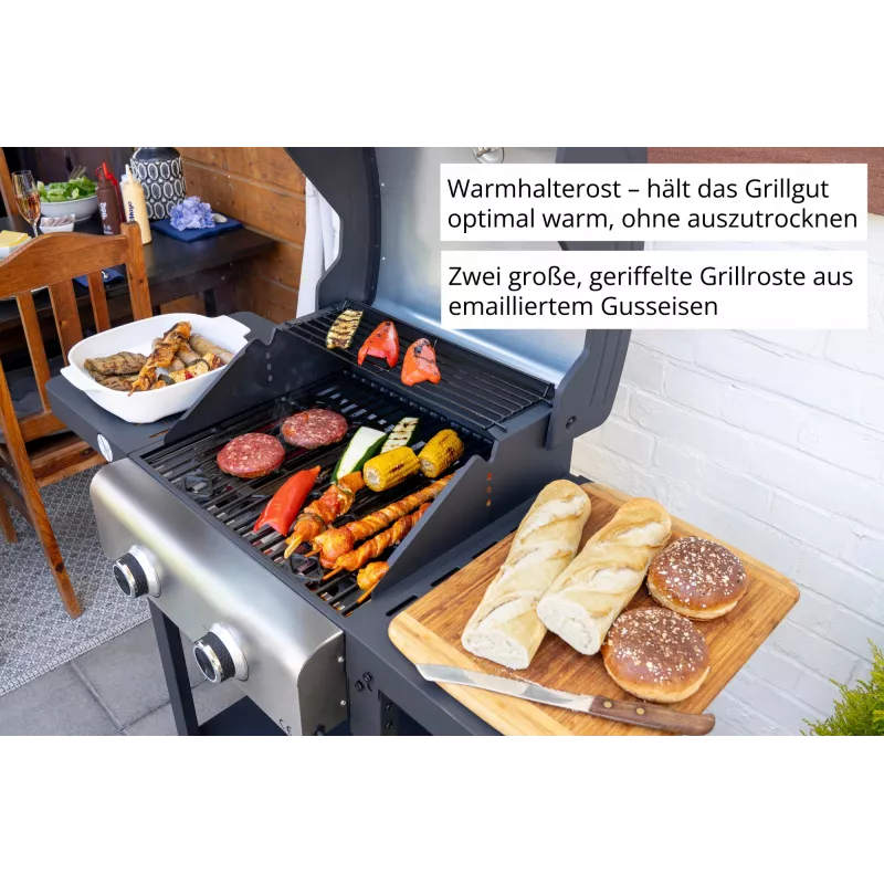 Unold 58595 Barbecue Grill-Wagen BUDDY Cart Electric Black, Stainless steel 2600 W